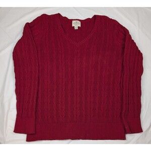 St Johns Bay Classic Cable Knit Sweater Womens  XL Red Long Sleeve